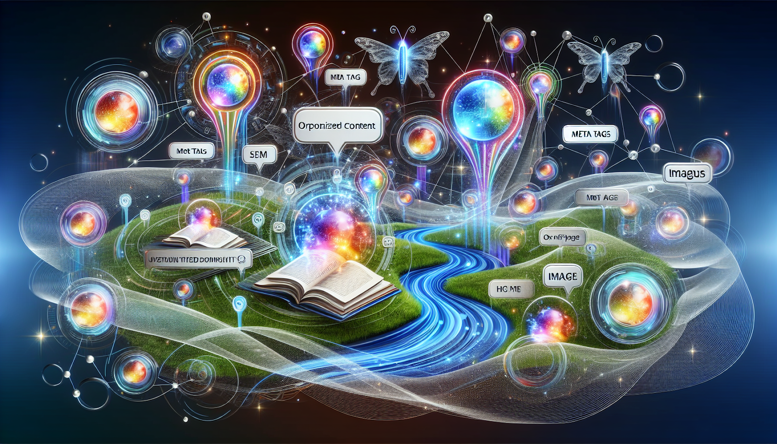 Illustration of on-page SEO elements with text and images